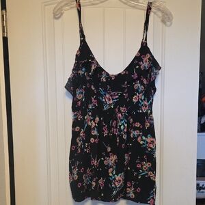 Torrid Black Floral Babydoll Style Top